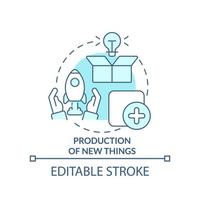 production de nouvelles choses icône de concept turquoise. biens innovants. illustration de la ligne mince de l'idée abstraite de gestion de projet. dessin de contour isolé. trait modifiable. vecteur