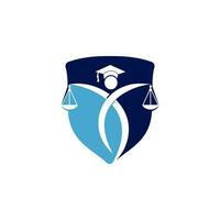 homme tenant le logo de la balance de la justice. création de logo de droit et d'avocat. vecteur