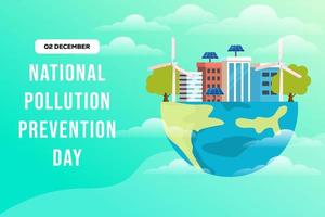 illustration de la bannière horizontale de la journée nationale de prévention de la pollution vecteur