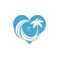 logo vectoriel pbeach love. icône coeur et palmier. signe de voyage et de tourisme.rint