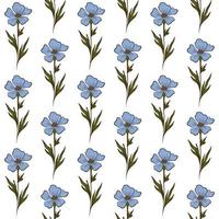 fond transparent vecteur blanc avec des fleurs sauvages de lin bleu clair