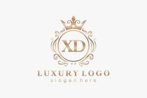 modèle initial de logo de luxe royal de lettre xd dans l'art vectoriel pour le restaurant, la royauté, la boutique, le café, l'hôtel, l'héraldique, les bijoux, la mode et d'autres illustrations vectorielles.