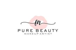 création initiale de logo préfabriqué pour les lèvres aquarelles fa, logo pour la marque d'entreprise de maquilleur, création de logo de boutique de beauté blush, logo de calligraphie avec modèle créatif. vecteur