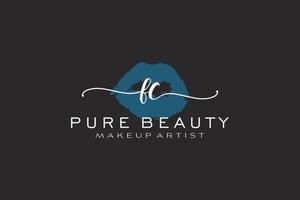 création initiale de logo préfabriqué pour les lèvres aquarelle fc, logo pour la marque d'entreprise de maquilleur, création de logo de boutique de beauté blush, logo de calligraphie avec modèle créatif. vecteur