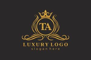 modèle de logo de luxe royal de lettre ta initiale dans l'art vectoriel pour le restaurant, la royauté, la boutique, le café, l'hôtel, l'héraldique, les bijoux, la mode et d'autres illustrations vectorielles.