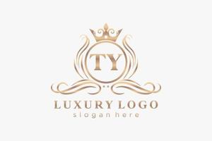 modèle de logo de luxe royal lettre initiale ty dans l'art vectoriel pour le restaurant, la royauté, la boutique, le café, l'hôtel, l'héraldique, les bijoux, la mode et d'autres illustrations vectorielles.