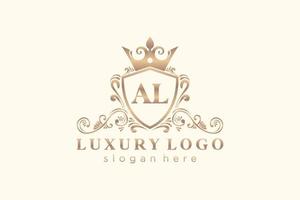 modèle de logo de luxe royal lettre initiale al en art vectoriel pour restaurant, royauté, boutique, café, hôtel, héraldique, bijoux, mode et autres illustrations vectorielles.