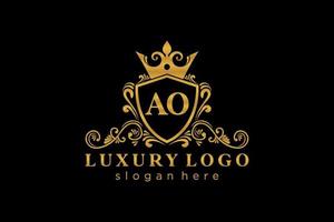 modèle initial de logo de luxe royal de lettre ao dans l'art vectoriel pour le restaurant, la royauté, la boutique, le café, l'hôtel, l'héraldique, les bijoux, la mode et d'autres illustrations vectorielles.