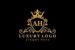 modèle de logo de luxe royal de lettre initiale ah dans l'art vectoriel pour le restaurant, la royauté, la boutique, le café, l'hôtel, l'héraldique, les bijoux, la mode et d'autres illustrations vectorielles.