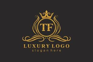 modèle initial de logo de luxe royal de lettre tf dans l'art vectoriel pour le restaurant, la royauté, la boutique, le café, l'hôtel, l'héraldique, les bijoux, la mode et d'autres illustrations vectorielles.