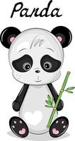 adorable ours panda avec du bambou vecteur