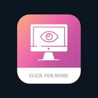 surveiller la vidéo de surveillance de la confidentialité en ligne regarder le bouton de l'application mobile version de glyphe android et ios vecteur