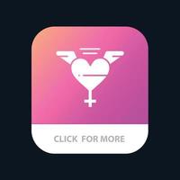 ailes de coeur amour conception d'icône d'application mobile vecteur