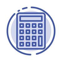 calculatrice calculer l'icône de la ligne en pointillé bleu de l'éducation vecteur