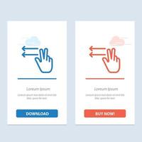 doigts geste gauches bleu et rouge téléchargez et achetez maintenant le modèle de carte de widget web vecteur