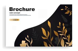 concept web ou brochure avec des feuilles dorées vecteur