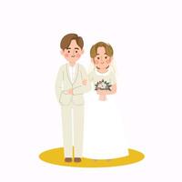 illustration de couple de mariage dessin animé mignon vecteur