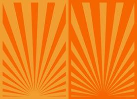 ensemble d'affiches à rayures vintage orange sunburst, modèle avec rayons centrés en bas, affiches verticales de dessins animés d'inspiration rétro. vecteur