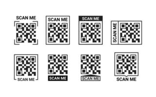 code qr scannez-moi l'icône. modèle qrcode pour smartphone d'application mobile. jeu de cadres, étiquette, modèle de code qr pour le paiement par téléphone. illustration vectorielle vecteur