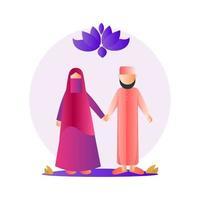 heureux couple musulman vecteur