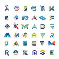 collection de lettres initiales colorées créatives vecteur
