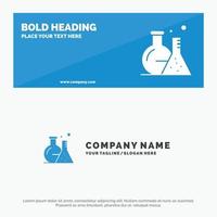 tube ballon laboratoire science icône solide bannière de site Web et modèle de logo d'entreprise vecteur