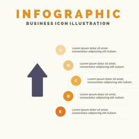 flèche flèches vers le haut télécharger icône solide infographie 5 étapes fond de présentation vecteur