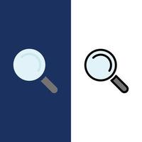 trouver des icônes de vue de recherche plat et ligne remplie icône ensemble vecteur fond bleu