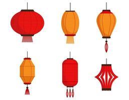 ensemble de différentes lanternes chinoises vecteur