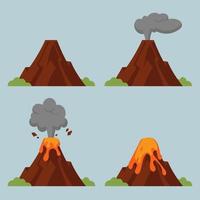 volcan à divers degrés d'éruption vecteur