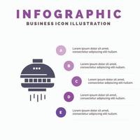 modèle de présentation d'infographie d'ovni de vaisseau spatial de navette spatiale présentation en 5 étapes vecteur