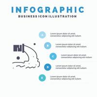 pollution des canalisations déchets radioactifs icône solide infographie 5 étapes présentation arrière-plan vecteur