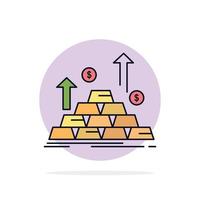 vecteur d'icône de couleur plate de croissance d'argent en espèces de pièce d'or