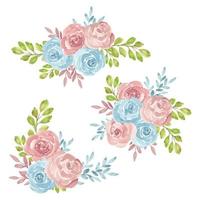 ensemble de bouquet d'arrangement rose aquarelle vecteur