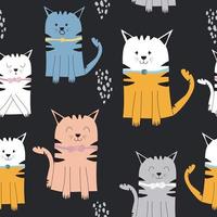 motif de chat mignon dessin animé coloré vecteur