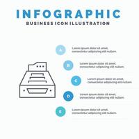 fichiers comptabilité comptes base de données boîte de réception icône de ligne de stockage avec 5 étapes de présentation infographi vecteur