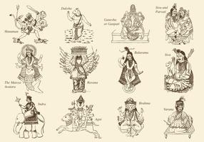 Hindouisme Dieux et déesse vecteur