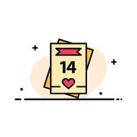 14fév saint valentin saint valentin amour carte affaires ligne plate remplie icône vecteur bannière modèle