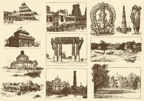 Illustrations de l'Inde sépia vecteur