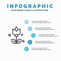 bouquet fleurs présente icône de ligne avec 5 étapes présentation infographie fond vecteur