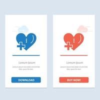 coeur amour ajouter plus bleu et rouge télécharger et acheter maintenant modèle de carte de widget web vecteur