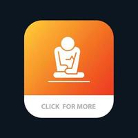 formation rapide à la méditation bouton d'application mobile de yoga version de glyphe android et ios vecteur