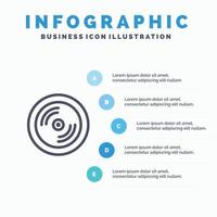 cd dvd disque éducation bleu infographie modèle 5 étapes vecteur ligne icône modèle