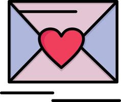 courrier amour coeur mariage plat couleur icône vecteur icône modèle de bannière