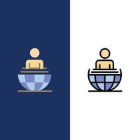 global process business international icônes modernes plat et ligne rempli icon set vector blue backgr