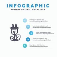 icône de ligne électrique de prise d'énergie de biomasse avec fond d'infographie de présentation en 5 étapes vecteur