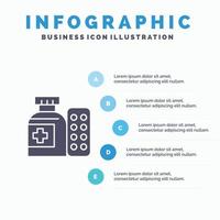 médecine médicale pilules hôpital solide icône infographie 5 étapes présentation fond vecteur