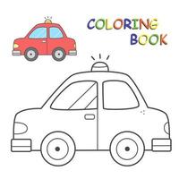 livre de coloriage pour enfants avec une voiture. page de coloriage avec transport de dessin animé mignon. illustration vectorielle. vecteur