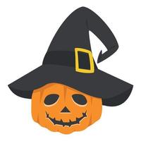 citrouille d'halloween portant un vecteur de chapeau de sorcière