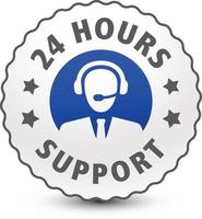 Icône fiable de support client en ligne 24 heures sur 24 isolée sur fond blanc.